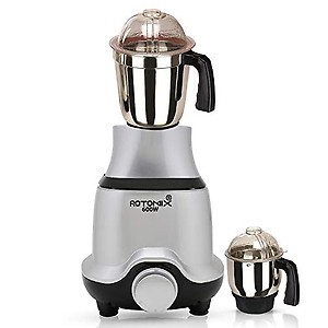 Rotomix BUTSLVSA21 600-Watt Mixer Grinder with 2 Jars (1 Wet Jar and 1 Chutney Jar) - Silver.Make in india(ISI CERTIFIED) price in India.