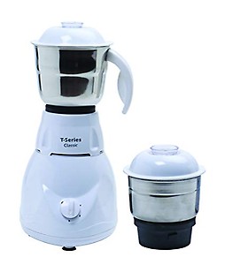 T-Series Classic 500-watt Mixer Grinder with 2 Jars(White) Wet grinder, Blended Jar Power supply 230V 50Hz AC,20 Minutes rating price in India.