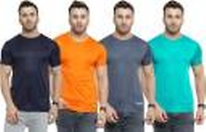 Solid Men Round Neck Multicolor T-Shirt  (Pack of 4)