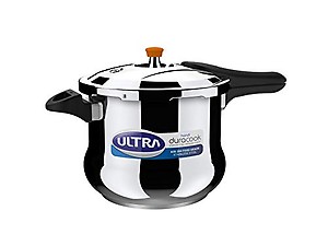 ULTRA Duracook Handi 6.5 L Stainless Steel Pressure Cooker,AISI 304 Food Grade SS, Froth collector-spillage control,Induction compatible,Imp Bonded composite base,ISI,10Y Warranty price in India.