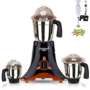 Goldwinner VDBLKSA21 600-Watt Mixer Grinder with 3 Jars and Free 200W Hand Blender (1 Wet Jar, 1 Dry Jar and 1 Chutney Jar) - Black price in India.