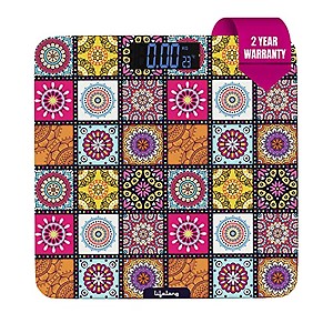 Lifelong Mystical LLWS63 Weighing Scale (Indian Cultural Series - Rajasthan Urban)|Digital Weight Machine for Body Weight|Thick Tempered Glass with LCD Display|Bathroom Weighing Scale (Multicolor)