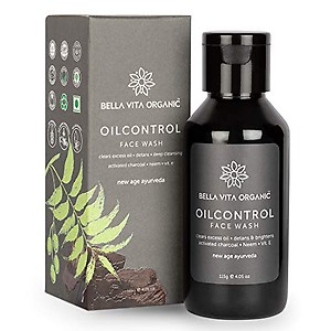 Bella Vita Organic Oil Control De-Tan Removal Face Wash with Activated Charcoal and Neem for Deep Cleansing, Dirt Removal and Skin Brightening, 115 gm