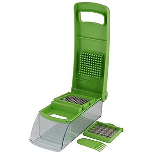 Kuber Industries™ 2 in 1 Vegetable & Fruits Cutter, Slicer, Grater & Chopper, Peeler- Green (Cutter06) price in India.