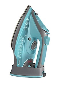 Black+Decker BXIR2201IN 2200-Watt Cordless Steam Iron Press with Auto Shut Off & Non-Stick Ceramic Sole Plate Coating | Anti-Drip Feature with 350 ml water tank | Steam Output of 30gm/min | 2 year Warranty (Green) price in India.