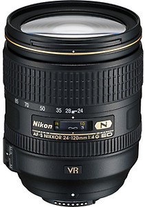 NIKON AF-S NIKKOR 24 - 120 mm f/4G ED VR Telephoto Zoom Lens  (Black) price in India.