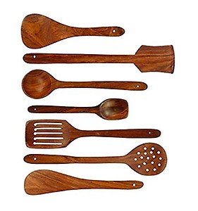 MFS Craft World Kitchen Speacial by "Hand Crafted Wooden Non sticy Spoons Diwali Gift Item sheesham Wood 7 pc Set. price in India.