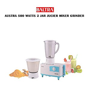 Baltra Austra 500 Watts 2 Jar Jucier Mixer Grinder (White & Blue) price in India.