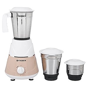 Faber Marvel 500W Blender Mixer Grinder, || Low-Noise, Up to 18000 RPM Speed || 3 SS Steel Jars for Wet, Dry Or Chutney Grinding ||1 year Comprehensive Warranty (FMG MARVEL 500W 3J PW) Peach White price in India.