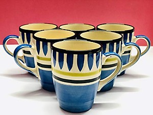 HS HINDUSTANI SAUDAGAR Microwave Safe Hand Painted Ceramic Tea Cup/Coffee Mug Stylish Design with Ergonomic Handles for Ease of Use, Set of 6 price in India.