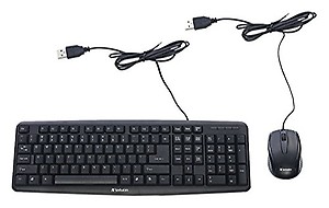 Verbatim Slimline Corded USB Keyboard and Mouse, Black (99202) price in India.
