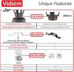 Vidiem Mixer grinder 575 Vector Premium (Black) | 750 watt with 5 Jar in-1 Juicer Mixer Grinder | Leakproof Jars with self-lock for wet & dry spices, chutneys & curries | 5 Years Warranty price in India.