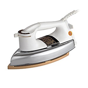 PADMINI - Heavy Weight,1000-Watt Dry Iron with Power Indicator, Non stick coated sole plate & Adjustable thermostat control (White And Silver) 1000 Watts (DI-103) price in India.