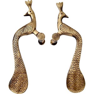 Two Moustaches Peacock Design Brass Door Handle Pair, 10 Inches, Brown, Pack Of 2 Handles - Brass, Pull Handle price in India.