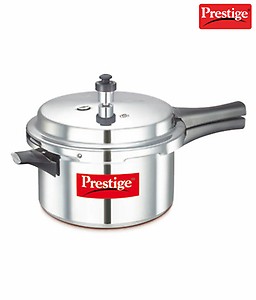 Prestige Popular Plus Induction Base Outer Lid Aluminium Pressure Cooker, 4 Litres, Silver price in India.