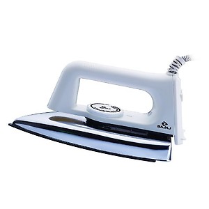 Bajaj Stainless Steel Popular Light Weight 1000W Dry Iron with Advance Soleplate and Anti Bacterial German Coating Technology, White, 1000 Watts price in India.