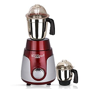 SilentPowerSunmeet Red Silver Color 1000Watts Mixer Grinder with 2 Jar (1 Large Jar and 1 Chutney Jar) MGF20-SPS-801 price in India.