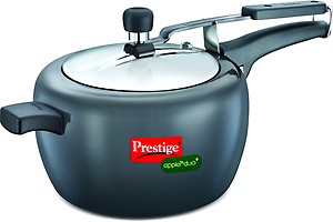 Prestige Apple Duo Plus Hard Anodised 5 L Induction Bottom Pressure Cooker  (Hard Anodized) price in India.