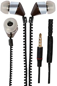 Azodia Zipper in-Ear Round Wired Headphone Without Mic,Black price in India.