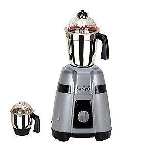 Masterclass Sanyo 1000 Watts Silver Mixer Grinder with 2 Jar (1 Large Steel Jar, 1 Chutney Jar) Made in India price in India.