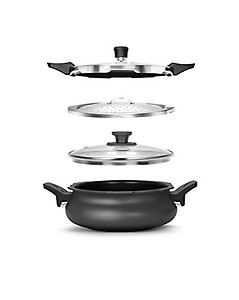 Pigeon By Stovekraft All in One Super Cooker Aluminium with Outer Lid Induction and Gas Stove Compatible 3 Litre Capacity for Healthy Cooking (Black) price in India.