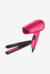 Philips HP8643/46 Styling Kit with Straightener and Dryer Combo (Pink)
