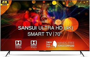 SANSUI 178 cm (70 inches) 4K Ultra HD Smart Android LED TV JSW70ASUHDFF (Ebony Black) price in India.