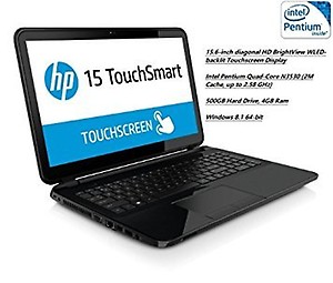 HP 15-r063nr 15.6 Touchscreen Laptop / Intel Pentium Quad-Core N3530 2.16 GHz / 4GB Memory / 500GB Hard Drive / SuperMulti DVD / Windows 8.1 price in India.