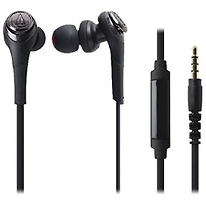 AUDIO-TECHNICA Solid Bass® In-Ear Headphones with In-line Mic & Control ATH-CKS550iSBK (Black) price in India.