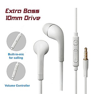 Samsung Galaxy On7 Pro Compatiable In-Ear Earphone with Mic and volume and call controller Heavy Bass Noise Cancelling Orignal Earphones / Headphone by Nabster -3.5mm White price in India.