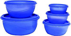 Princeware Store Fresh Plastic Bowl Package Container, Set of 5, Blue price in India.