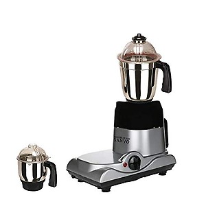 Masterclass Sanyo 750 Watts Leaf Metallic Mixer Grinder With 2 Jar (1 Large Steel Jar, 1 Small Bullet Jar) Black/Silver Made in India. (ISI Certified) price in India.