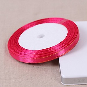 Generic (25 yardas/rollo) 1/4 ' ' (6mm) del borde del Oro cinta cintas de raso de regalo de alta calidad cintas de embalaje 14 price in India.