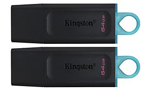 Kingston DataTraveler Exodia 64GB USB 3.2 Flash Drives (Bulk 2 Pack) Type-A Drive Gen 1 High Speed PenDrive for Computer, Laptop, PC (DTX/64GB) Bundle with (1) Everything But Stromboli Lanyard price in India.
