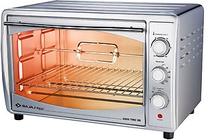 Bajaj Majesty 4500 Tmcss 45 Litre Oven Toaster Grill(45 Litres Otg)With Motorised Rotisserie&Convection Fan,Stainless Steel Body&Transparent Glass Door,2 Year Warranty,Silver,45 Liter,1200 Watt price in India.