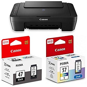 Canon PIXMA E470 Multi-function WiFi Color Inkjet Printer  (White, Ink Cartridge) price in India.