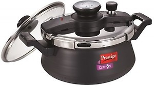 Prestige Clip on hard anodised 5 ltr pressure cooker Universal Lid along and glass lid with ladle holder-20326 price in India.