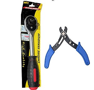Ratchet Handle Heavy Duty 1/2" sq with Quick release MEGA + Free Wire Stripper price in India.