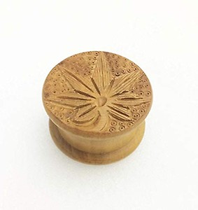 Metier 2.25 Inch, 2 Part Yellow Wooden Herb Grinder Crusher with Leaf Engraved price in India.