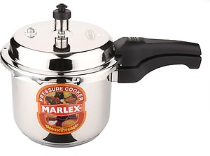 Marlex Romantica Stainless Steel 5 Litre Pressure Cooker With Outer Lid | Heat Resistant Handle| Compatible For Gas & Induction Cooking | Ideal For 5-7 People | ISI certified, 5 Years Warranty price in India.