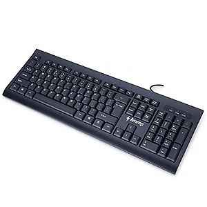 Ammp KB-031W Wired USB Keyboard with a 1.4 mtr Long and Strong Cable & 104 Key (Black)