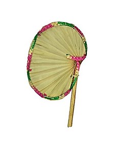 Pink & Green Palm Leaf Hand Fan (Pack of 3) price in India.