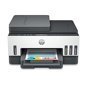 HP Smart 750 WiFi Duplex Printer with Smart-Guided Button, Print, Scan, Copy, Wireless and ADF, Hi-Capacity Tank with auto Ink, Paper Sensor, up to 12K Black or 8K Color Pages of Ink in The Box price in India.