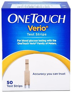 OneTouch Verio Test Strips | Pack of 50 Strips | Blood Sugar Test Machine Testing Strips | Global Iconic Brand | For use with OneTouch Verio Flex Glucometer price in India.