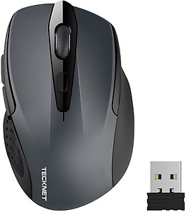 Tecknet M003 2.4G Ergonomic Wireless Mobile Optical Mouse with USB Nano Receiver (Grey) price in India.