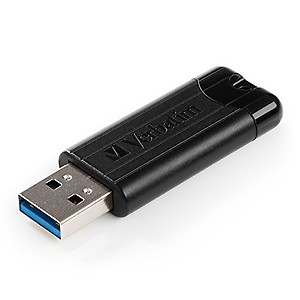 Verbatim Pinstripe Microban Anti Microbial 128GB USB Flash Pen Drive | Data Storage & Back Up | Photos, Movie, Songs, Music, Data, Audio, Documents | Compatible with PC, Laptop, Music System (Black) price in India.
