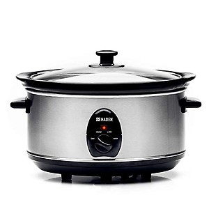 Haden Stainless Steel Slow Cooker, 3.5 litres | 3 Settings, Warm, Low and High | Power Light Indicator | Glass Lid For Easy Viewing price in India.