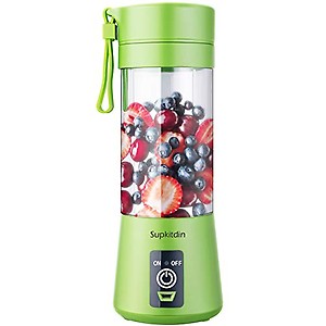 Supkitdin Portable Blender, Personal Mixer Fruit Rechargeable with USB, Mini Blender for Smoothie, Fruit Juice, Milk Shakes, 380ml, Six 3D Blades for Great Mixing (Green) price in India.