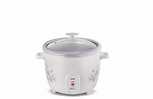 USHA RC10GS1 Steamer 500 Watt Automatic Rice Cooker 1 Litres with Powerful Heating Element, Keep Rice Warm for 5 Hrs, Steamer, Trivet Plate & more accessories, 5 Yrs Warranty (White) price in India.