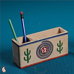 Hand painted wooden pen stand price in India.